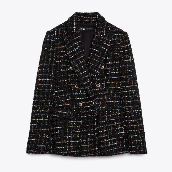 ZARA textured double breasted blazer size XS - Picture 5 of 11